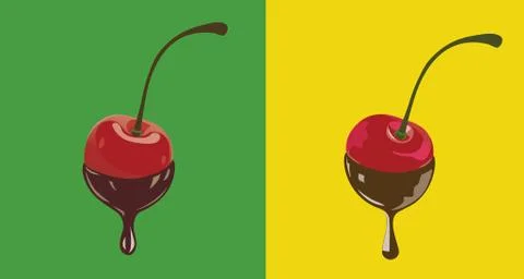 Cherry Dipped In Chocolate Stock Illustration