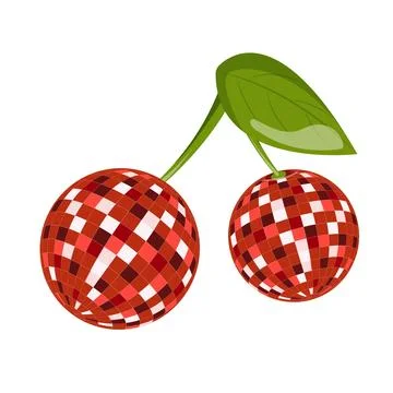 Cherry disco ball. Template for poster, invitation, congratulations. Stock Illustration