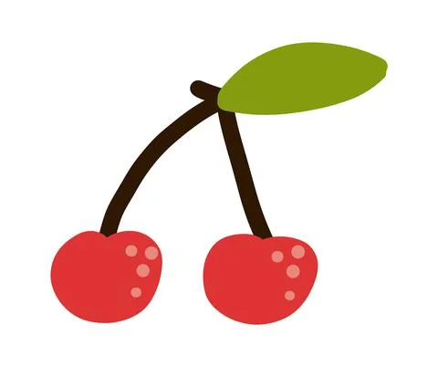 Cherry. Doodle hand drawn berry. Vector healthy food icon Stock Illustration