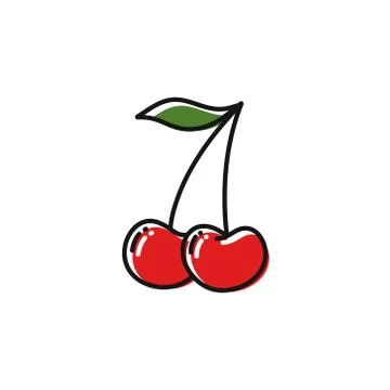 Cherry doodle icon, vector illustration Stock Illustration