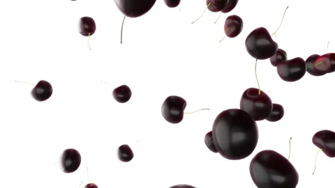 Cherry. Drop. White background. A delicacy. Video stock 256022652