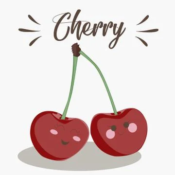 Cherry with face Stock Illustration
