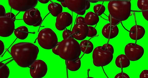 Cherry falling slow motion animation Stock Footage 154700824