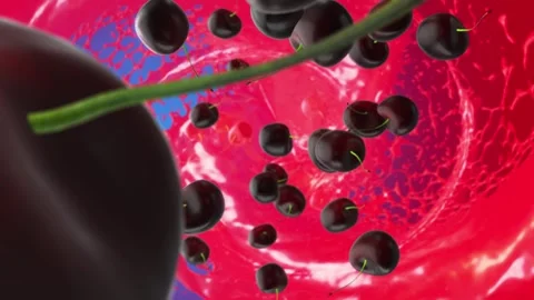 Cherry falling. The whirlpool. Juice. Rotation. A delicacy. View from above. Stock Footage 256019912