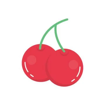 Cherry flat color icon 스톡 일러스트