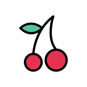 Cherry flat color icon 스톡 일러스트