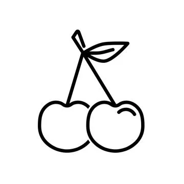 Cherry flat icon. Pictogram for web. Line stroke. Isolated on white backgroun Stock Illustration