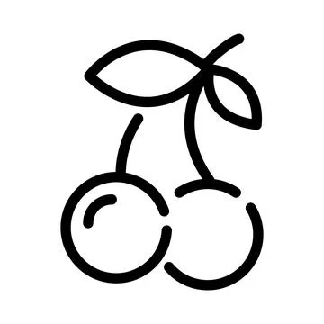 Cherry flat icon. Pictogram for web. Line stroke. Isolated on white backgroun Stock Illustration