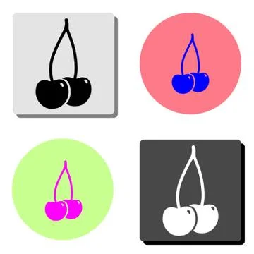 Cherry. flat vector icon Stock Illustration