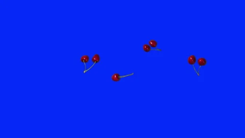 Cherry Flying Isolated Stock Footage 134206871