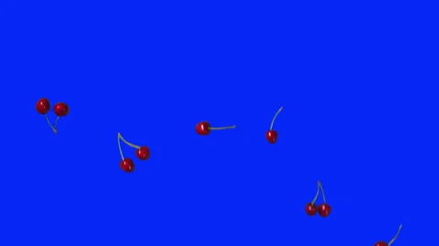 Cherry Flying Isolated Stock Footage 134206878