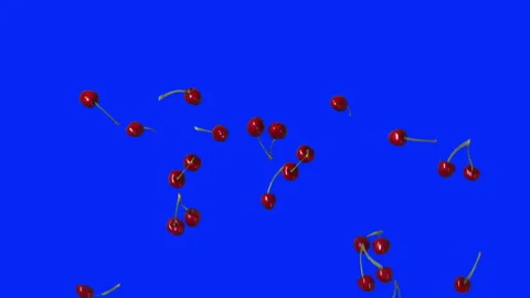 Cherry Flying Isolated Stock Footage 134206912