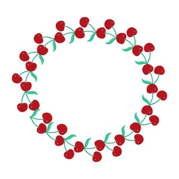 Cherry frame on a white background for use in web design Stock Illustration