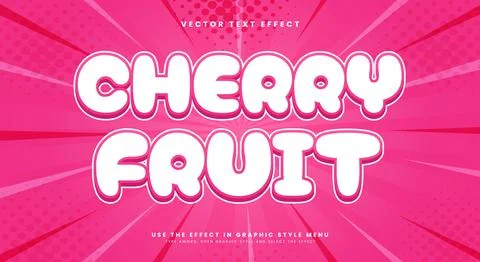 Cherry Fruit 3d editable Text Effect Template Illustrazione stock