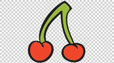 Cherry fruit cartoon hand drawn illustration animation sketch with transparent Stock Footage 44918999
