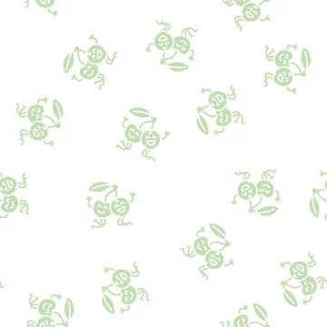 Cherry fruit character glyph seamless pattern Stock Illustration