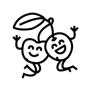 Cherry fruit character line icon vector illustration Illustrazione stock