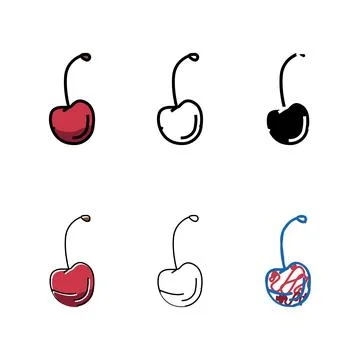 Cherry fruit color icon simplified vector Stock Illustration