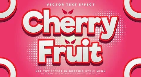 Cherry Fruit Editable Text Effect Template Stock Illustration
