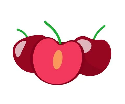 Cherry fruit flat icon, vector illustration Illustrazione stock