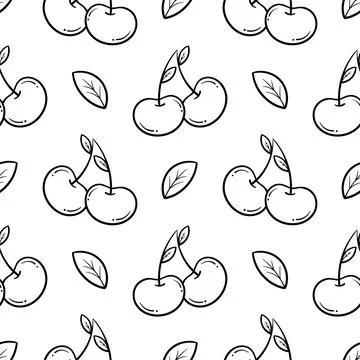 Cherry fruit hand drawn seamless pattern2 Illustrazione stock