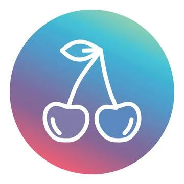 Cherry fruit icon gradient circle. Simple outline icon of two cherries with.. Stock Illustration