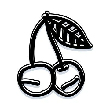 Cherry fruit icon with leaf and stalk Stock Illustration