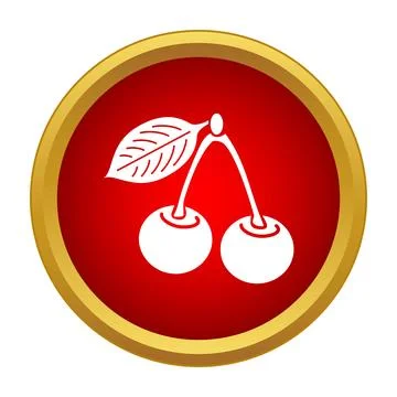 Cherry fruit icon in red circle design Stock Illustration