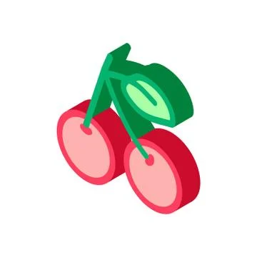 Cherry Fruit Leaf isometric icon vector illustration Stock Illustration
