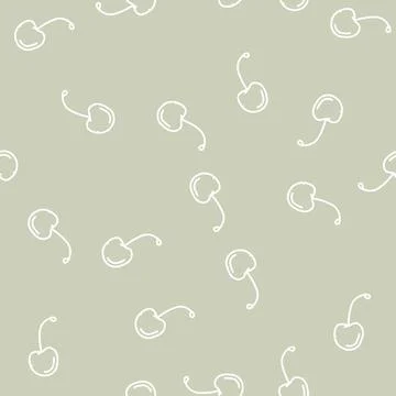 Cherry fruit line seamless pattern Stock Illustration