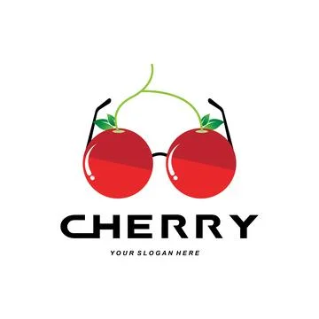 Cherry Fruit logo, Red Colored plant vector illustration, Fruit Shop Design.. 库存插图