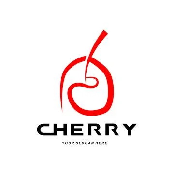 Cherry Fruit logo, Red Colored plant vector illustration, Fruit Shop Design.. イラスト素材