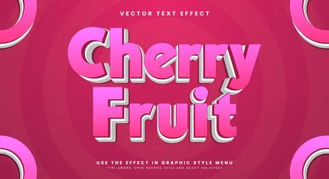 Cherry Fruit Modern Style Editable Text Effect Stock Illustration