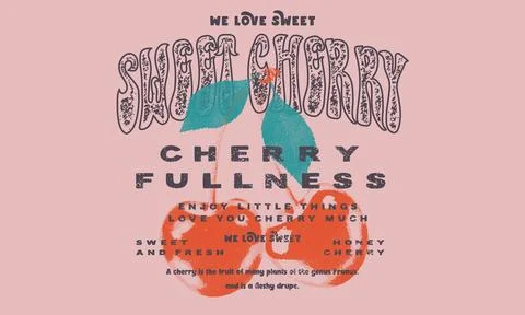 Cherry fruit print. Stock Illustration