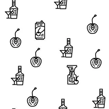 Cherry fruit red white berry leaf vector seamless pattern イラスト素材