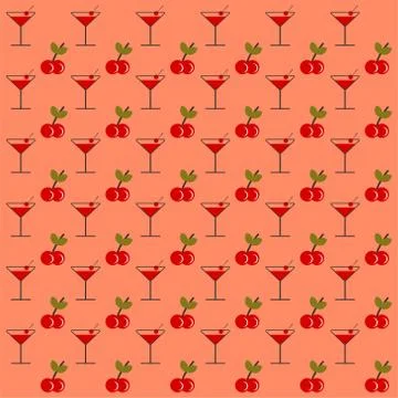 Cherry fruit seamless pattern background.Colorful wallpaper vector illustrati Stock Illustration