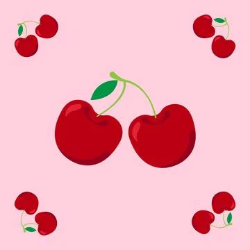 Cherry fruit seamless for pattern fabric, simple cherry fruit cute repeat i.. 스톡 일러스트