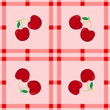 Cherry fruit seamless for pattern fabric, simple cherry fruit cute repeat i.. Illustrazione stock