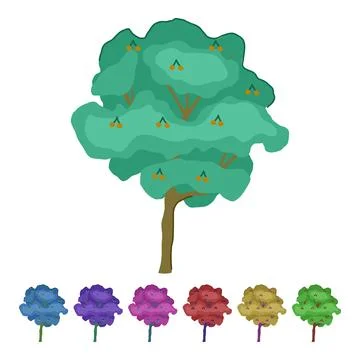 Cherry fruit tree growing producing fresh berries graphic イラスト素材