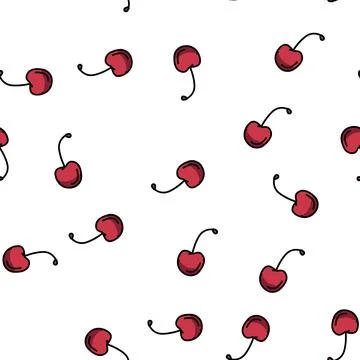 Cherry fruit vector seamless pattern Stock Illustration