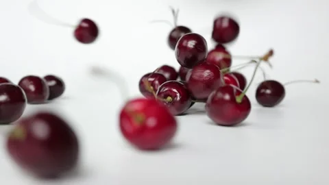 Cherry fruit on white background Stock Footage 268246470