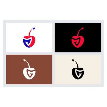 Cherry G Letter Logo Design Set Illustrazione stock