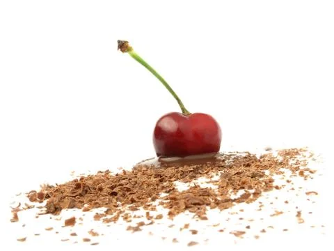 Cherry with grated chocolate Stock Photos