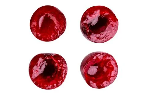 Cherry halves isolated on white background Foto stock