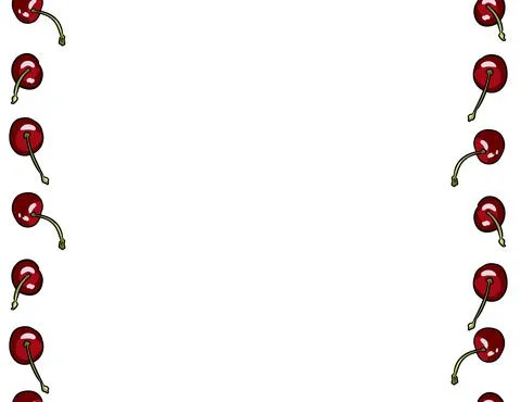 Cherry hand drawn vector outline doodles seamless border pattern. Cute colorf Illustrazione stock