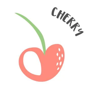Cherry hand painted with ink brush isolated on white background Stock Illustration