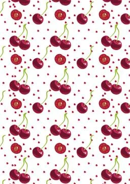 Cherry with hearts pattern. for textile, wrapping, wallpapers, etc. Stock Illustration