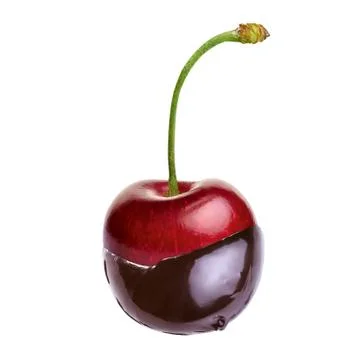 Cherry in hot chocolate Stock Photos