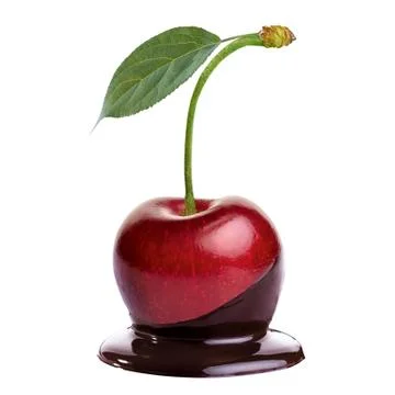 Cherry in hot chocolate Stock Photos