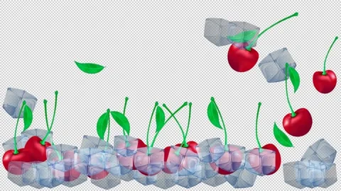 Cherry on ice. Animation on a empty background. Stock Footage 156334650